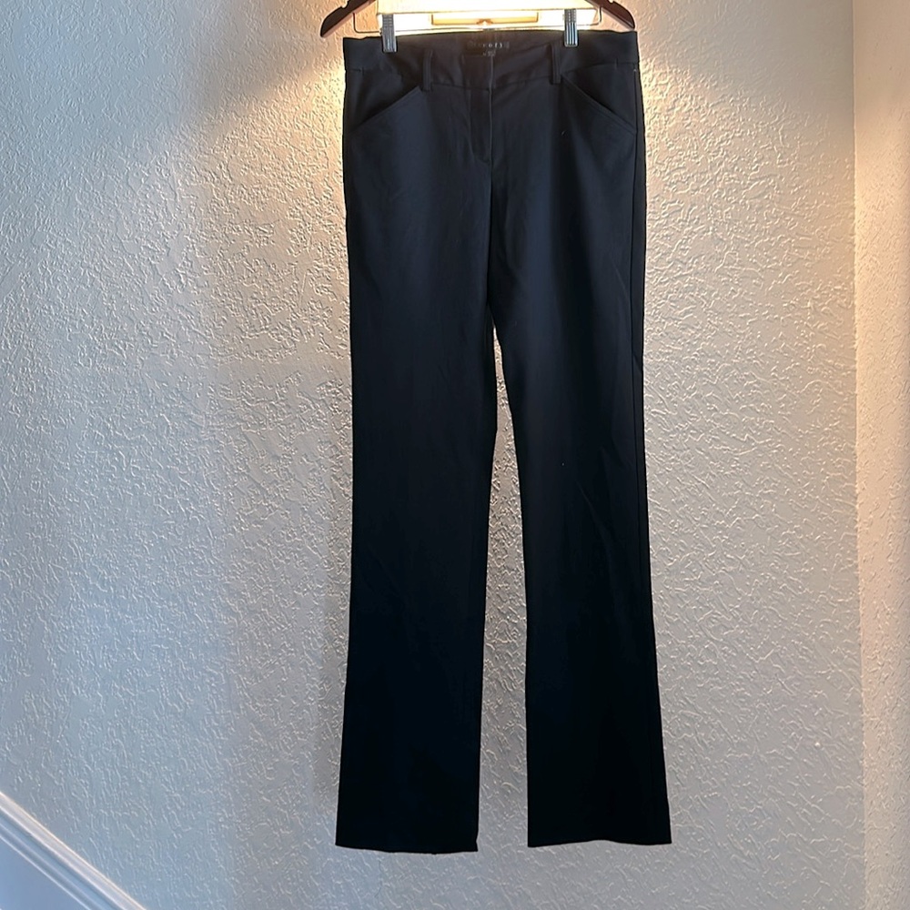 Theory, black pants size 8, long 45 inches long 31 inch waist